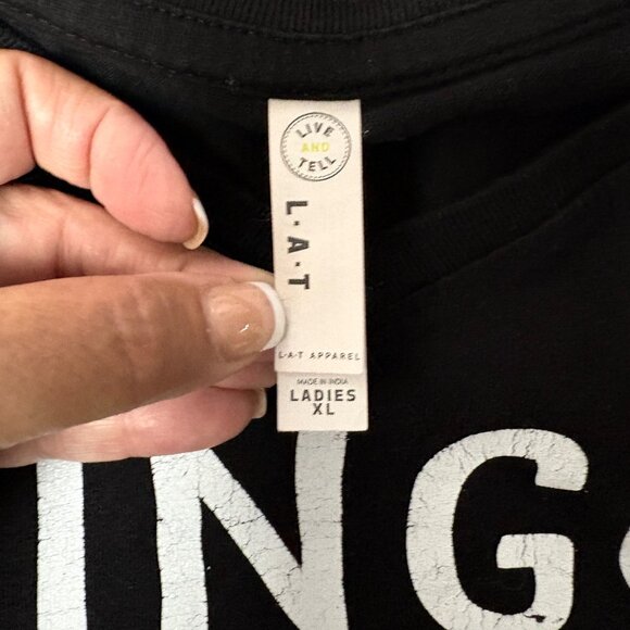 Live and Tell BINGO BITCHES Womens Top Size XL 3/4 Sleeve Black V-Neck Shirt - Picture 5 of 7